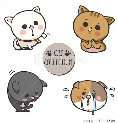 Cute And Funny Cartoon Cat Set かわいいねこのキャラクターイラスト