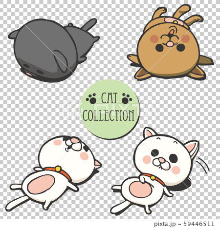 Cute And Funny Cartoon Cat Set かわいいねこのキャラクターイラストのイラスト素材 59446511 Pixta