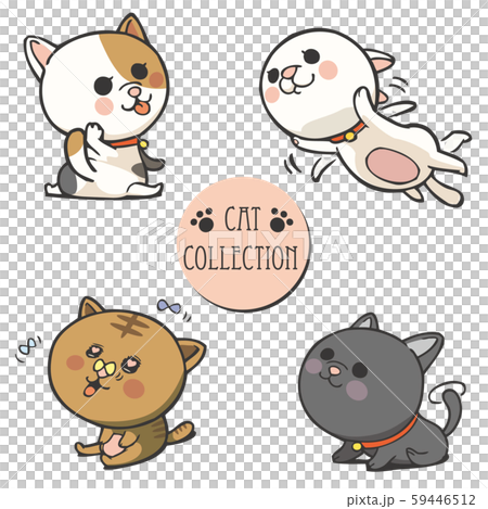 Cute And Funny Cartoon Cat Set かわいいねこのキャラクターイラストのイラスト素材