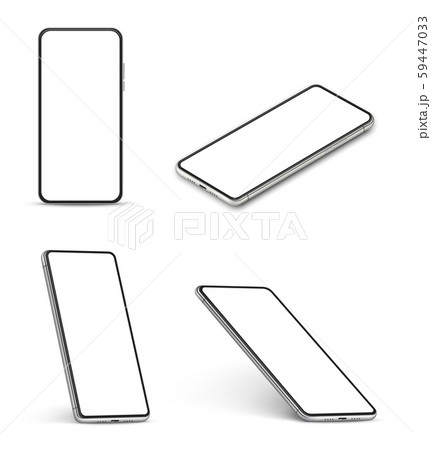 Smartphone mockup. Realistic Cellphone with blank white screen, modern mobile phone in different 59447033