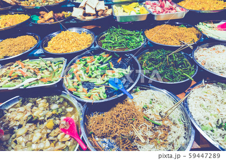 Food bazaar. Traditional buffet at local street Food bazaar. Traditional buffet at local street 59447289