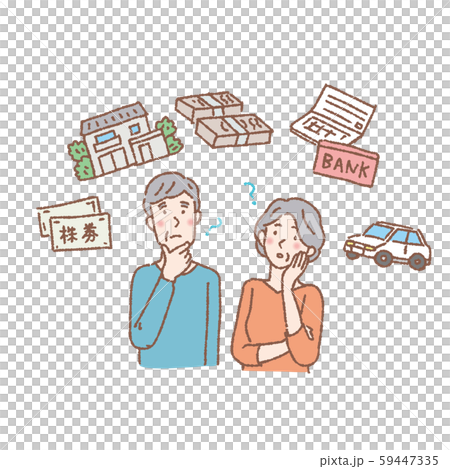 相続に悩む高齢夫婦　イラスト 59447335