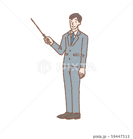 指し棒をもつビジネスマン　イラスト 59447513