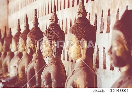 Laos, Old Buddha image in Wat Sisaket popular 59448305