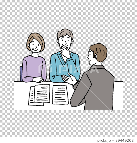 相談する中高年夫婦　イラスト 59449208