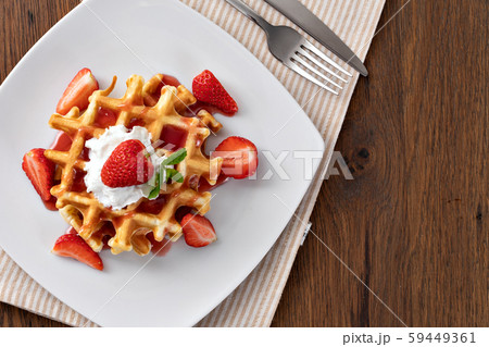 viennese waffles with strawberry viennese waffles with strawberry 59449361