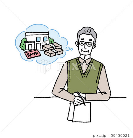 遺言状　書く　男性　イラスト 59450021