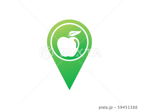 Apple with green leaf logo design illustration in 59451388