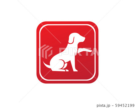 Cute dog sitting and Shaking hand in the shape 59452199