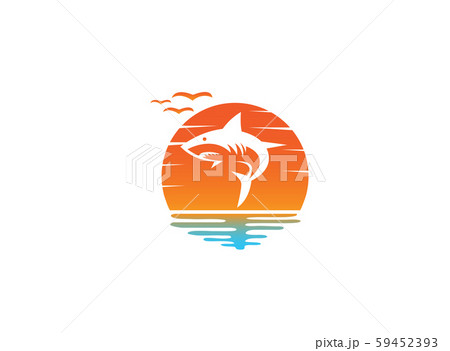 Angry Blue Shark Fish Logo Design Illustration I Aのイラスト素材