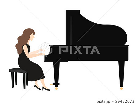 ピアノを弾く女性のベクターイラストのイラスト素材