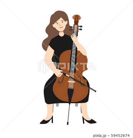 チェロを弾く女性のベクターイラストのイラスト素材