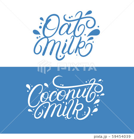 Oat and Coconut milk lettering logo set. 59454039