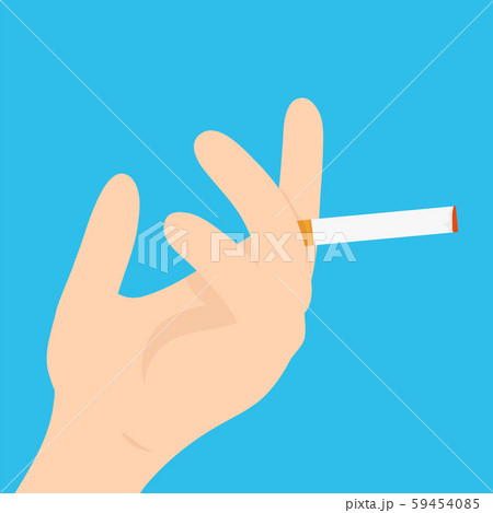Hand with a cigarette. Vector modern flat Hand with a cigarette. Vector modern flat 59454085