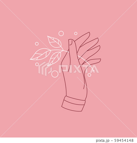 Hand with plant branch logo design template. Hand with plant branch logo design template. 59454148