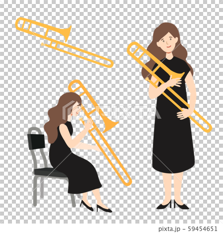 Vector illustration of a woman holding a trombone 59454651