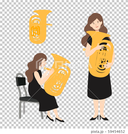 Vector illustration of a woman holding a tuba 59454652