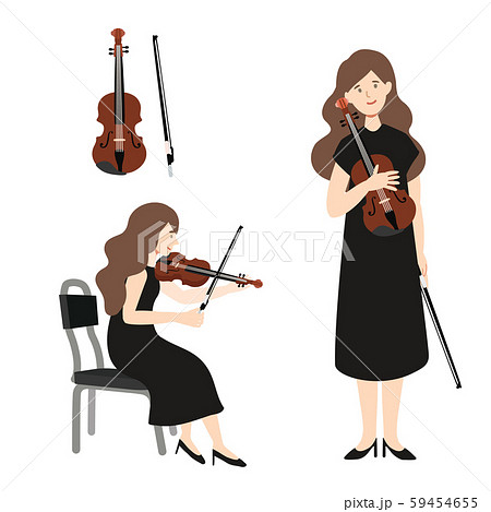 ヴァイオリンを持った女性のベクターイラスト 59454655