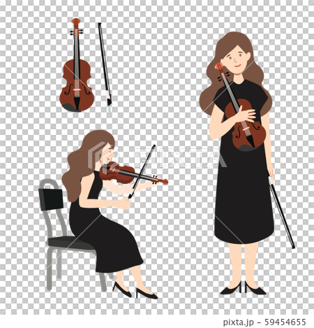 ヴァイオリンを持った女性のベクターイラスト 59454655