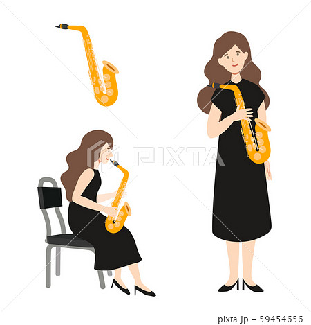 アルトサックスを持った女性のベクターイラスト 59454656