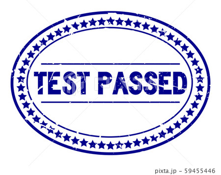 Grunge blue test passed word oval rubber seal stamp 59455446