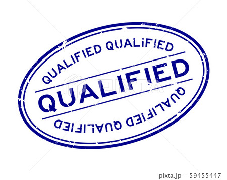 Grunge blue qualified word oval rubber seal stamp 59455447