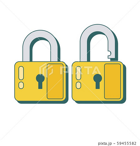 Lock icon in flat style. Lock open and lock closed. Lock icon in flat style. Lock open and lock closed. 59455582
