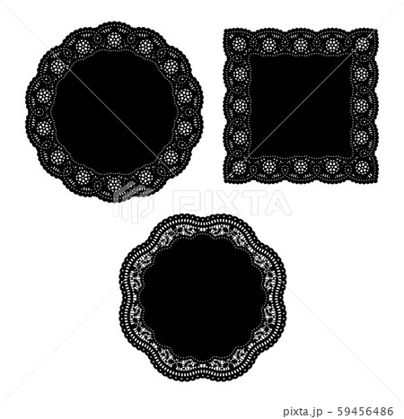 レースペーパー 素材 モノクロのイラスト素材