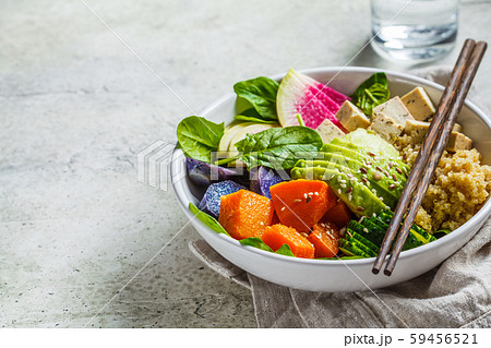 Quinoa salad with tofu, avocado and vegetables  59456521