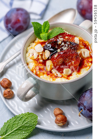 Gluten-free millet porridge in a ceramic bowl. Gluten-free millet porridge in a ceramic bowl. 59456538
