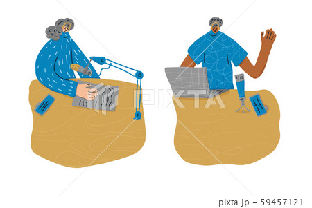 Podcast flat concept. Vector color card design. Podcast flat concept. Vector color card design. 59457121
