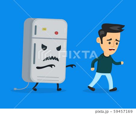 Angry evil refrigerator runs after  59457169