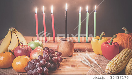 Kwanzaa holiday concept with decorate seven 59457176