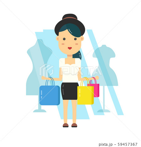 young hipster girl, woman in hat shopping  59457367