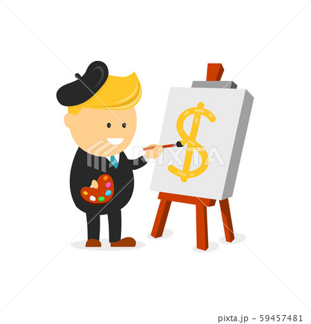 businessman artist painter draws a dollar  59457481