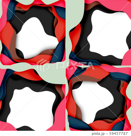 Vector decorative background. Abstract web template with cut out 3d paper abstract waves on light 59457787