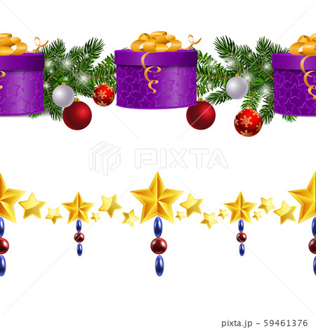 Christmas decorations with fir tree and decorations seamless border Christmas decorations with fir tree and decorations seamless border 59461376