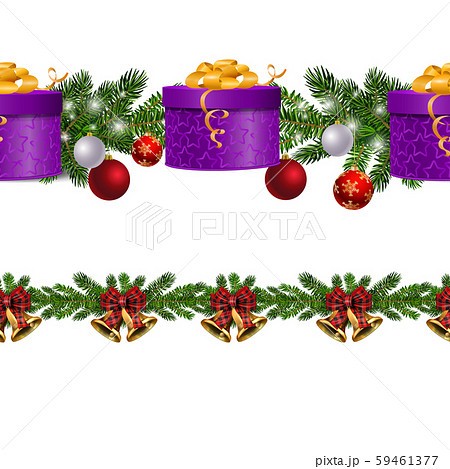 Christmas decorations with fir tree and decorations seamless border Christmas decorations with fir tree and decorations seamless border 59461377