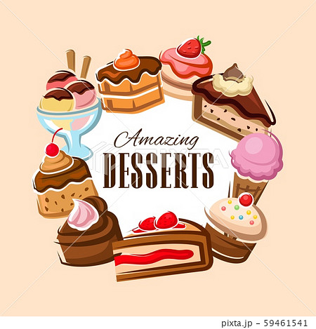 Cake, cupcake, muffin and ice cream. Dessert food 59461541