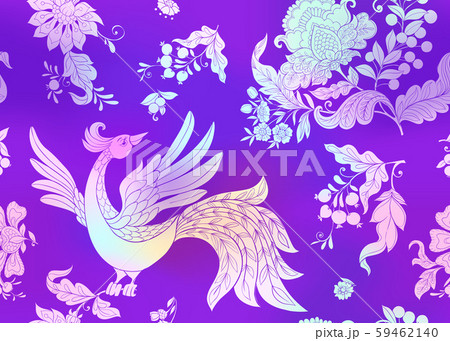 Fantasy floral seamless pattern with bird Fantasy floral seamless pattern with bird 59462140