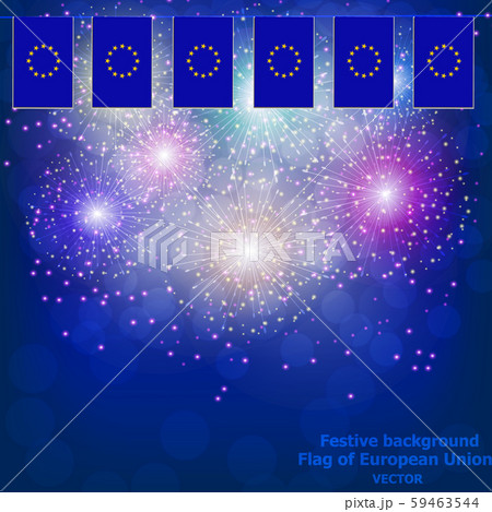 Fireworks with flags European Union. 59463544