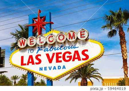 アメリカ ネバダ州 ラスベガスの観光名所 ウエルカムサイン アメリカ ネバダ州 ラスベガスの観光名所 ウエルカムサイン 59464019