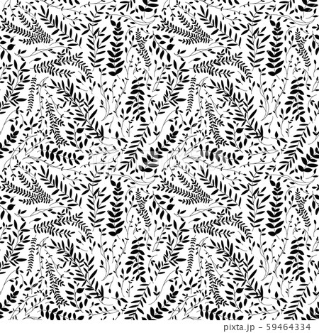 Black leaves and branches seamless pattern.  59464334