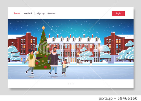 family at ice-skating rink merry christmas new year winter holidays concept parents and child 59466160