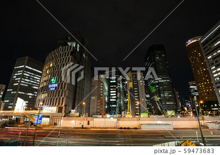 大阪駅南口から見た阪神梅田本店の改装工事夜景 大阪駅南口から見た阪神梅田本店の改装工事夜景 59473683