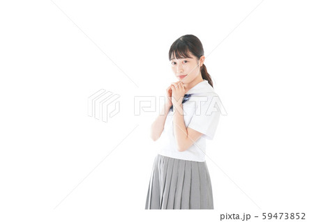 笑顔の制服を着た女子学生 笑顔の制服を着た女子学生 59473852