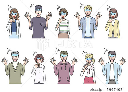 焦る女性と男性　いろいろ 59474024