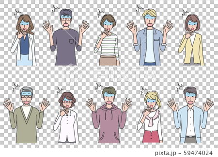 焦る女性と男性　いろいろ 59474024