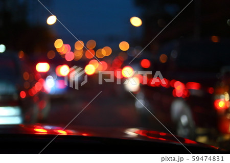 car driving on night road city, blur light traffic 59474831