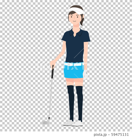 Illustration of a woman holding a golf club. 59475131